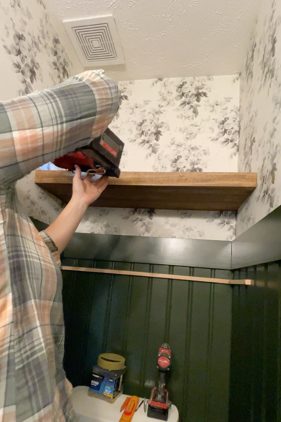 Building DIY invisible floating shelves.